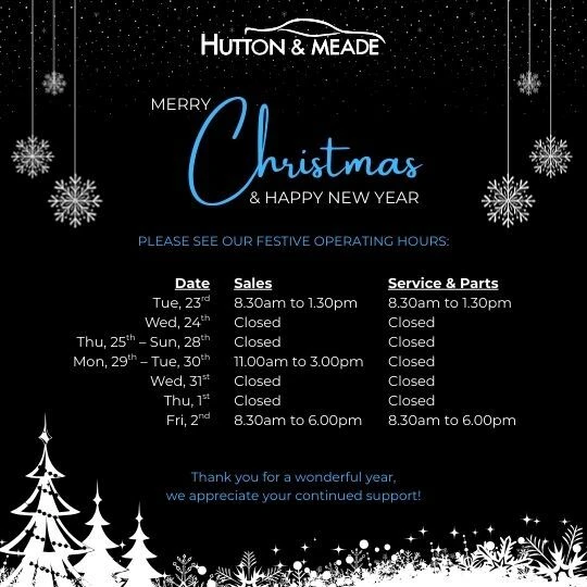 Hutton & Meade Christmas Operating Hours